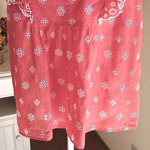 Loft Melon Eyelet Embroidery Summer Top Cottagecore Coastal Cowgirl - Picture 4 of 10